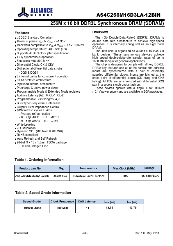 AS4C256M16D3LA-12BIN