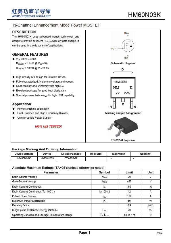 HM60N03K Datasheet Preview