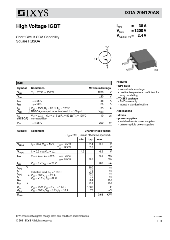 IXDA20N120AS Datasheet Preview