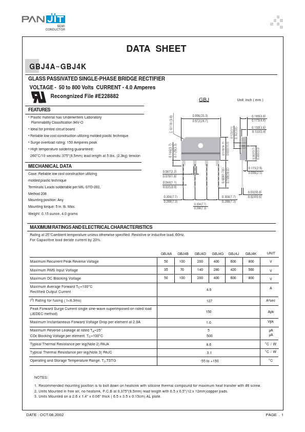 GBJ4G Datasheet Preview