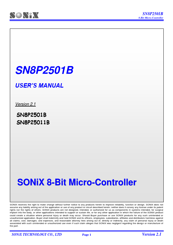 SN8P2501BS