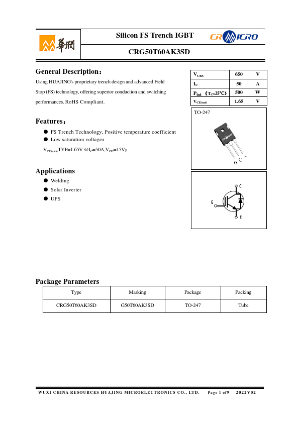 CRG50T60AK3SD Datasheet Preview