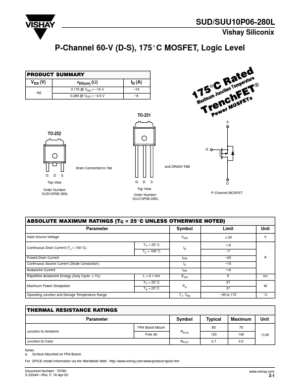 SUD10P06-280L