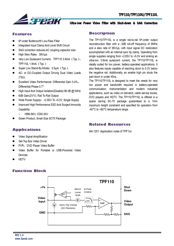 TPF110 Datasheet Preview