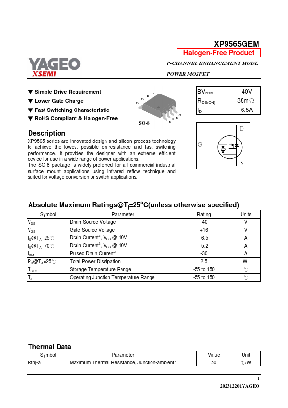 XP9565GEM Datasheet Preview