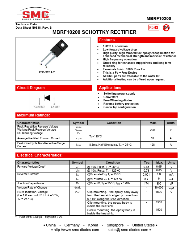 MBRF10200 Datasheet Preview