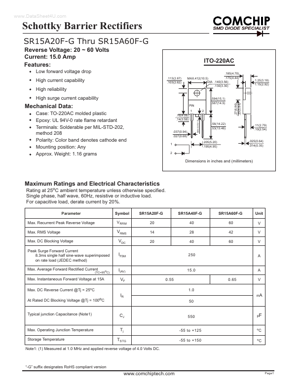 SR15A60F-G Datasheet Preview