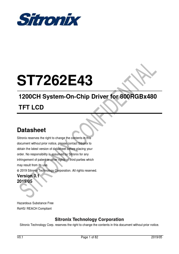 ST7262E43 Datasheet Preview