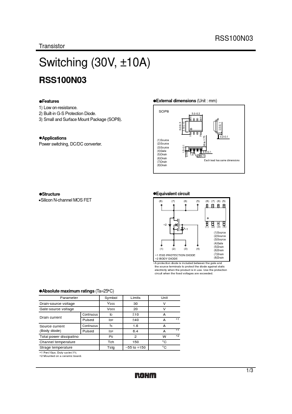 RSS100N03 Datasheet Preview