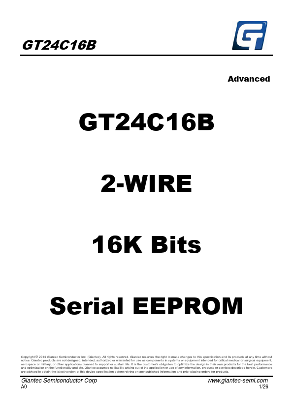 GT24C16B Datasheet Preview