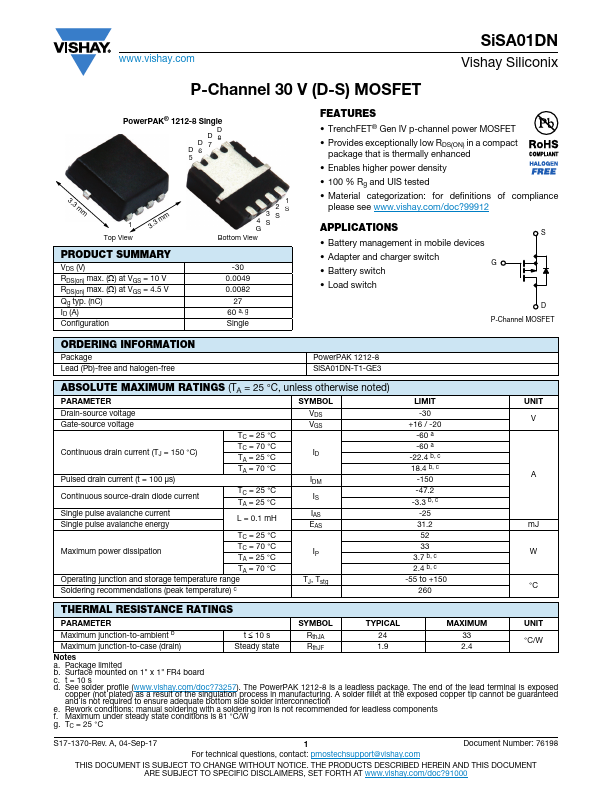 SiSA01DN Datasheet Preview
