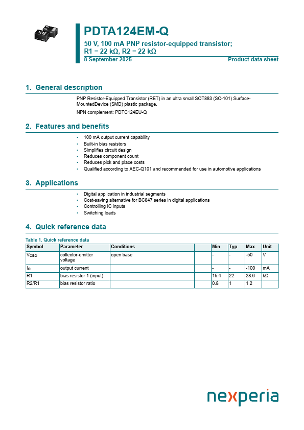 PDTA124EM-Q Datasheet Preview