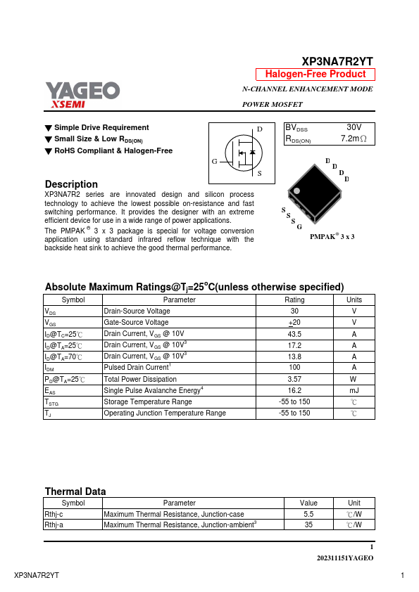 XP3NA7R2YT Datasheet Preview