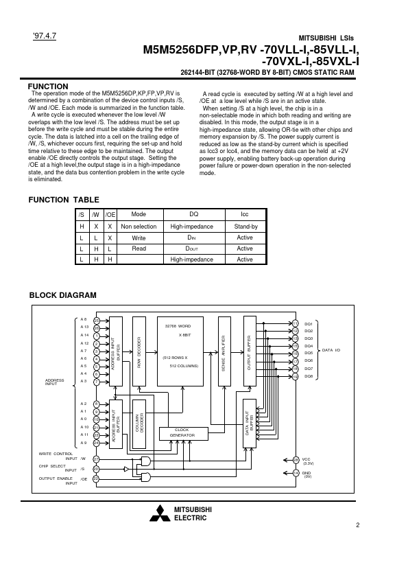 M5M5256DFP-70VLL-I