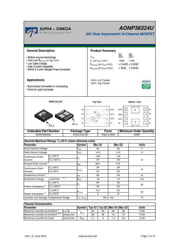 AONP38324U Datasheet Preview