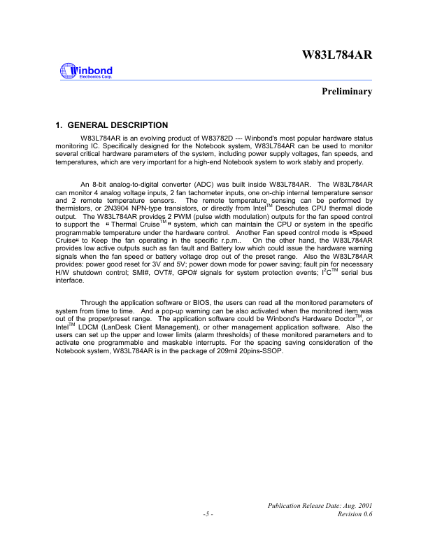 W83L784AR page 2 preview