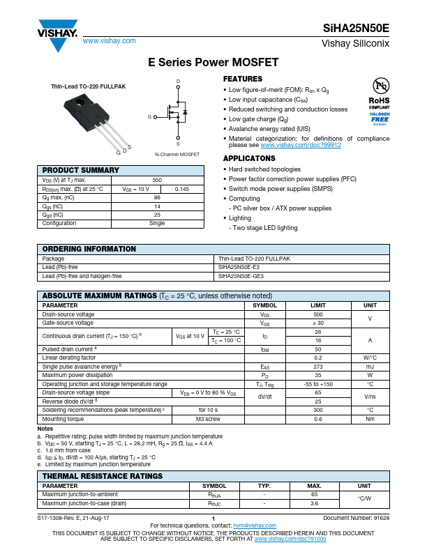 SiHA25N50E