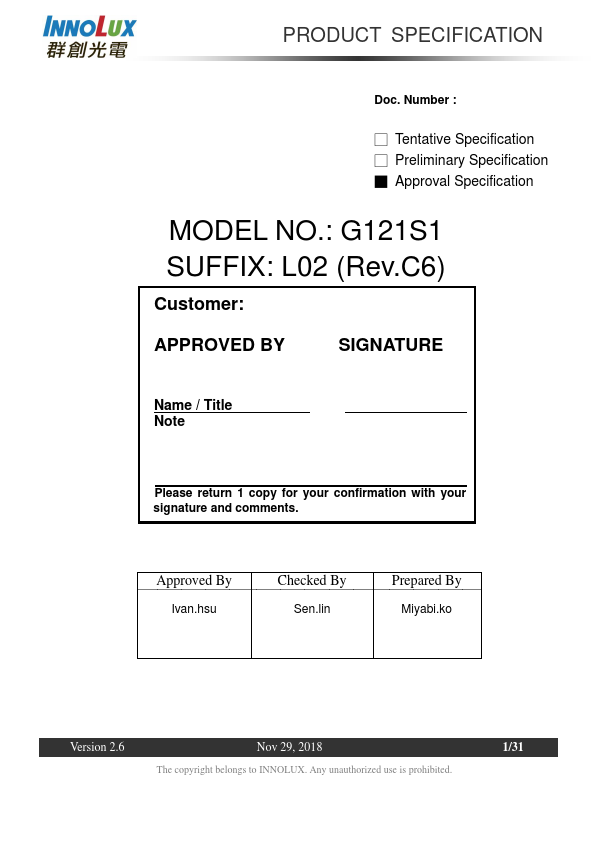 G121S1-L02 Datasheet Preview