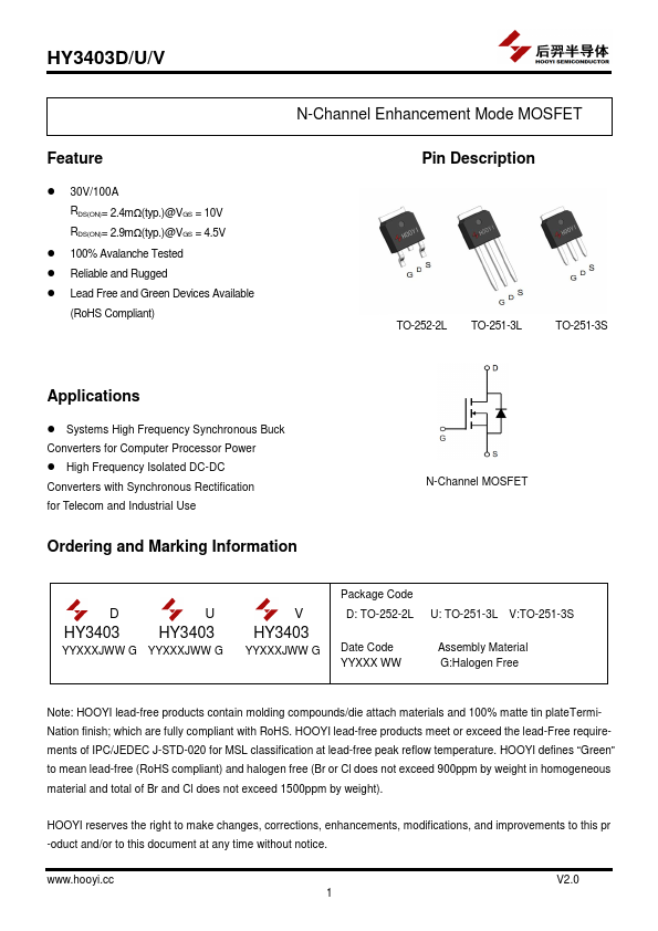 HY3403V Datasheet Preview
