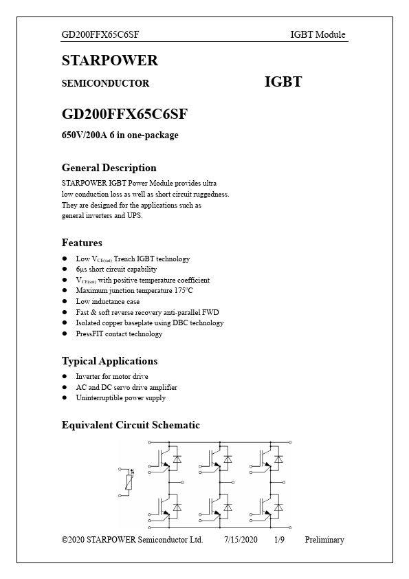 GD200FFX65C6SF Datasheet Preview