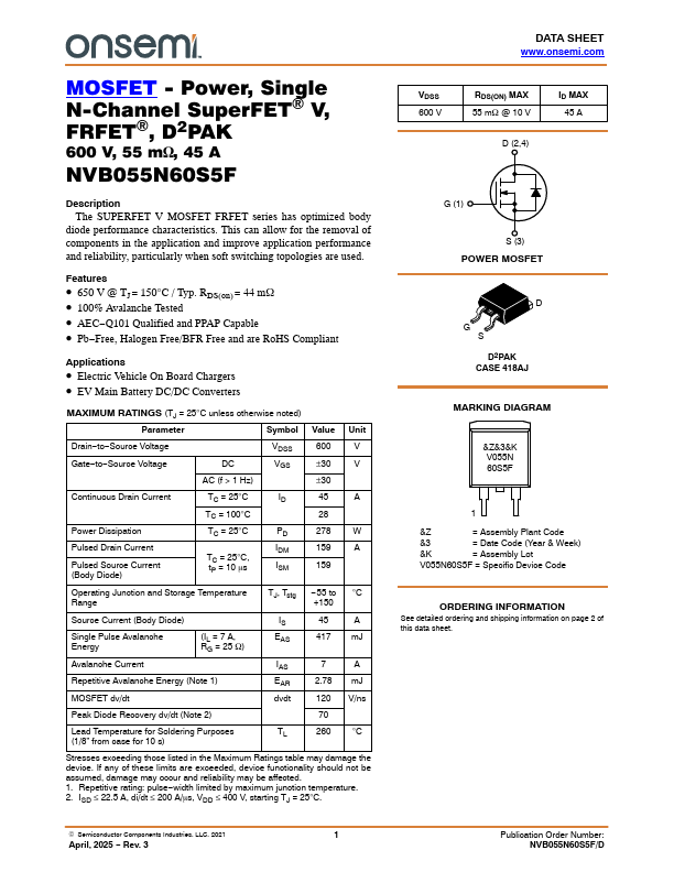 NVB055N60S5F Datasheet Preview
