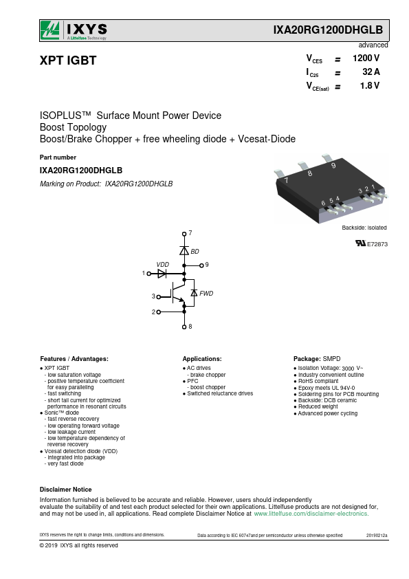 IXA20RG1200DHGLB Datasheet Preview