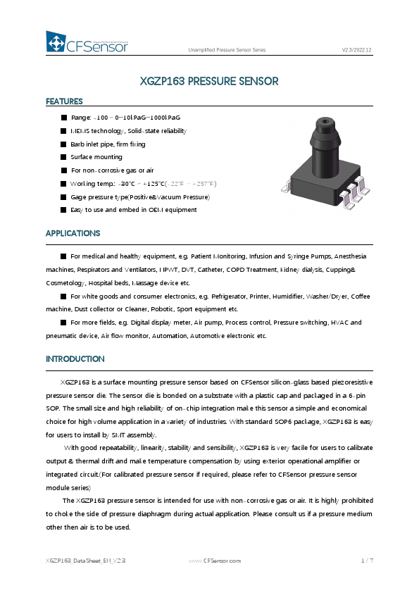 XGZP163 Datasheet Preview