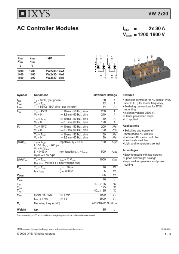 VW2x30-16io1 Datasheet Preview