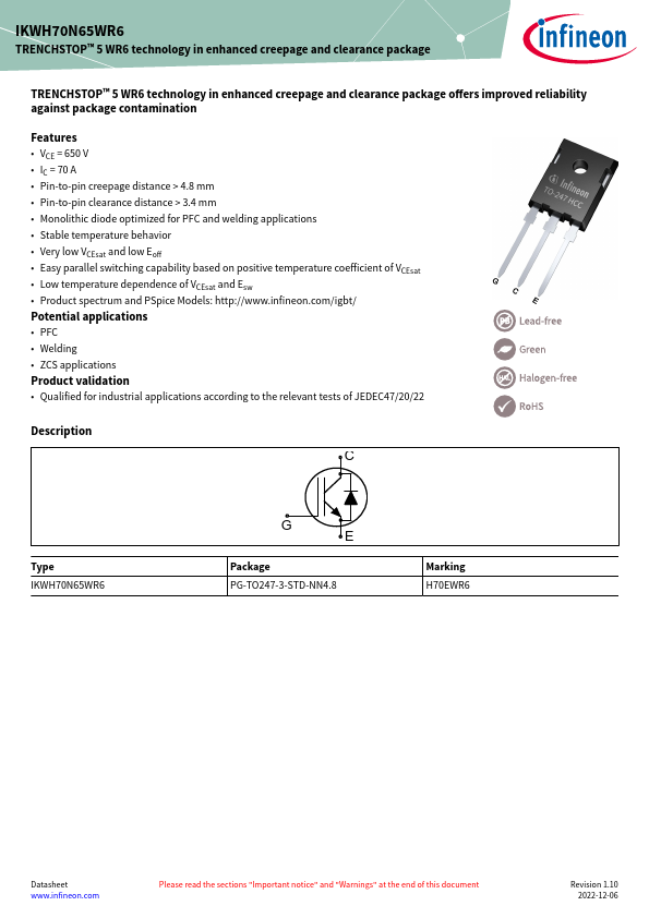 IKWH70N65WR6 Datasheet Preview