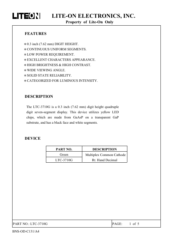 LTC-3710G Datasheet Preview