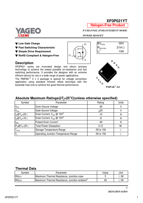 XP3P021YT Datasheet Preview