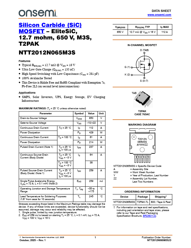 NTT2012N065M3S Datasheet Preview