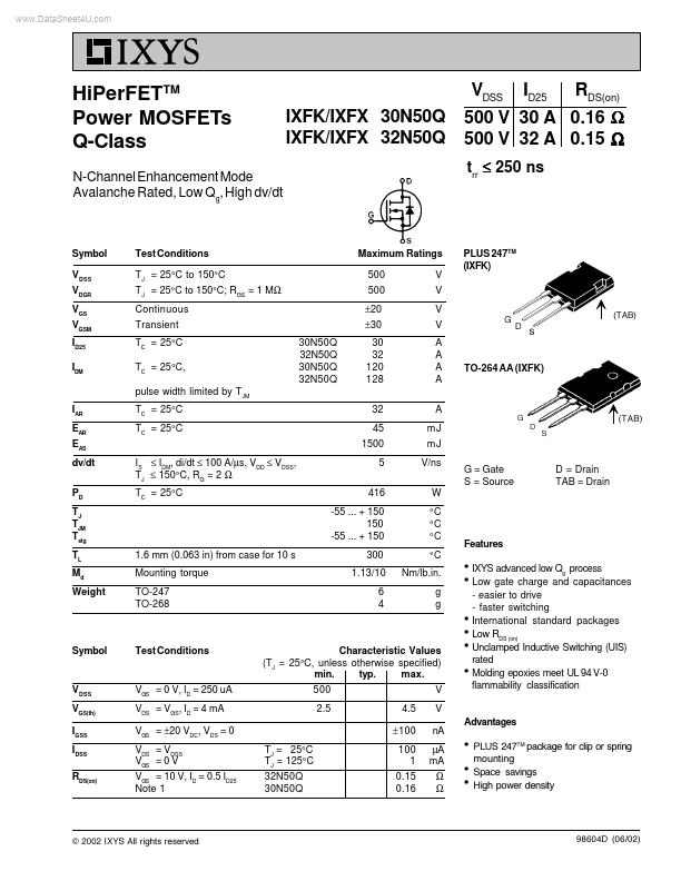 IXFX30N50Q