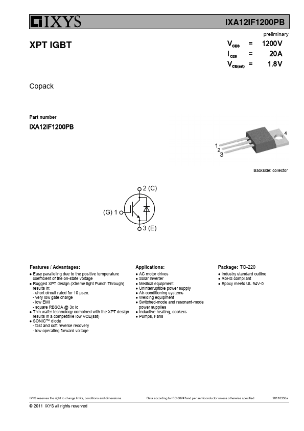 IXA12IF1200PB Datasheet Preview