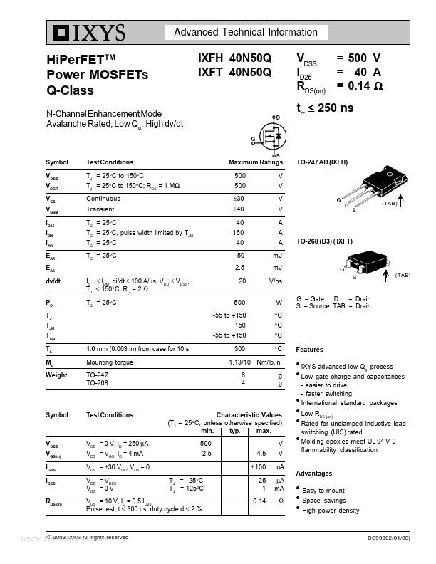 IXFT40N50Q