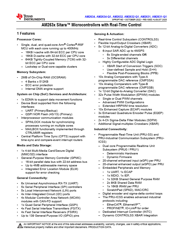 AM2632-Q1 Datasheet Preview