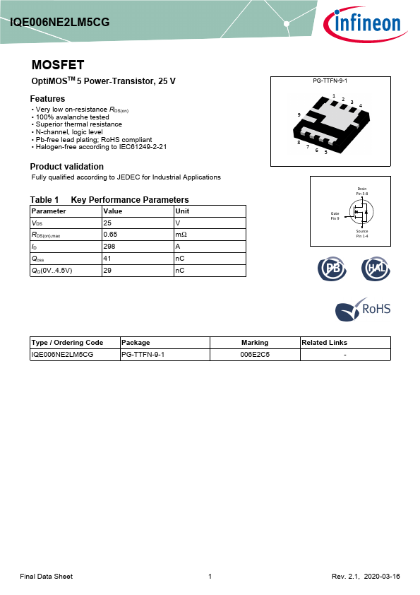 IQE006NE2LM5CG Datasheet Preview