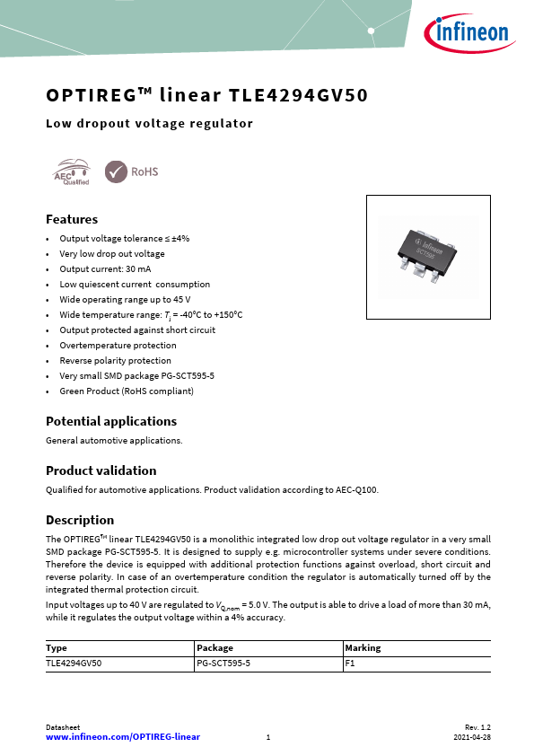 TLE4294GV50 Datasheet Preview