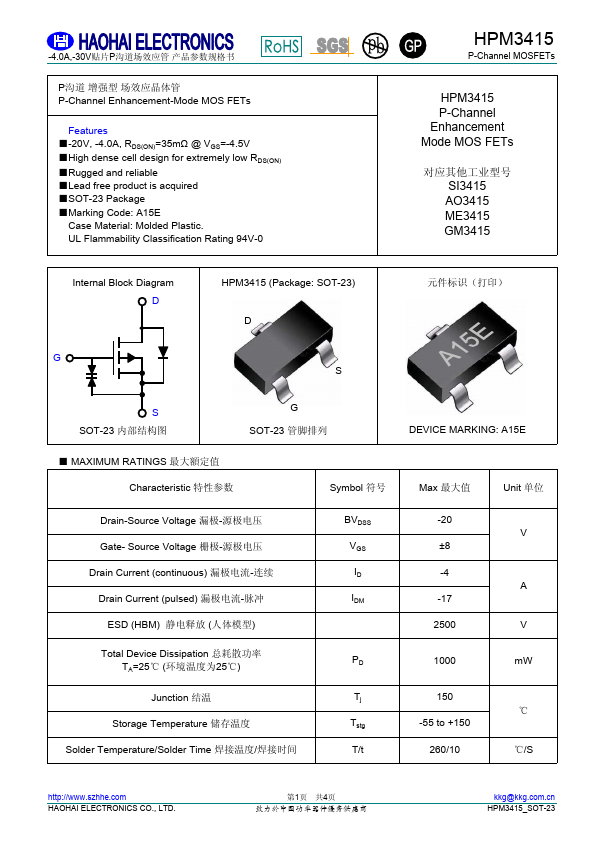 GM3415 Datasheet Preview