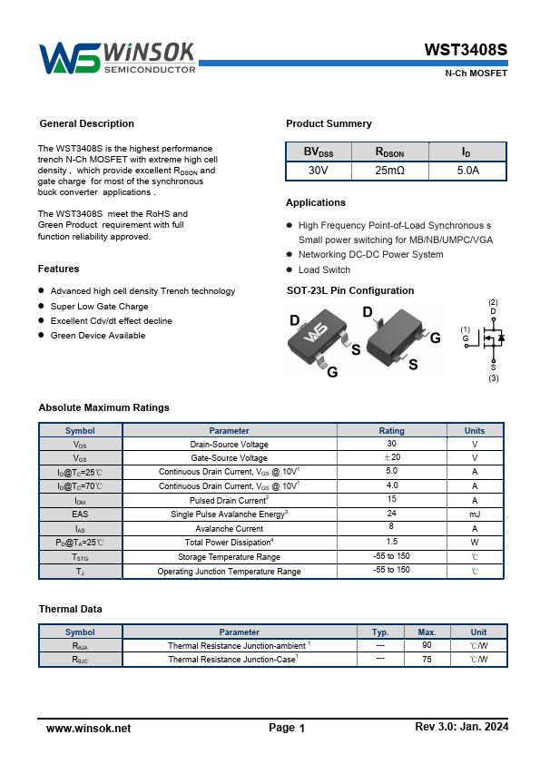 WST3408S Datasheet Preview