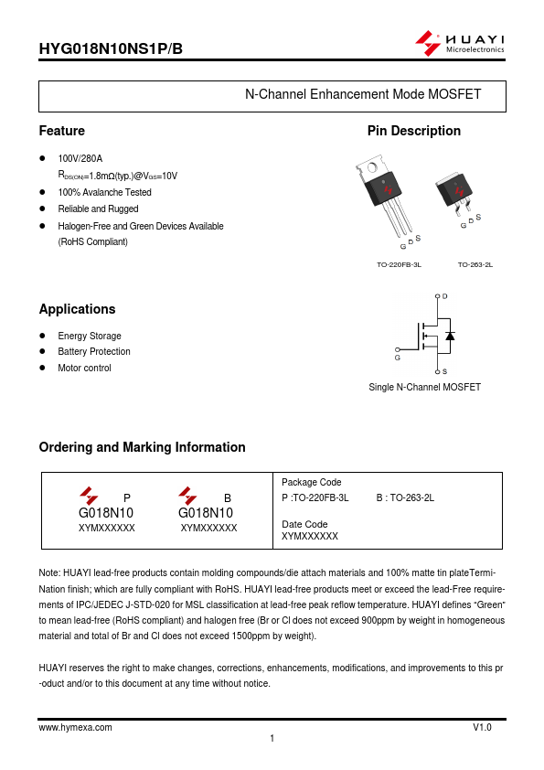 HYG018N10NS1B Datasheet Preview