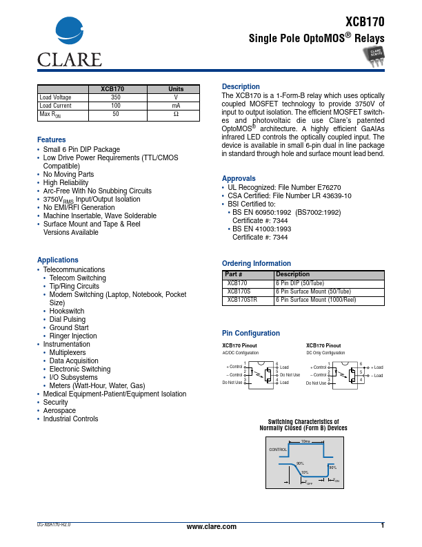XCB170 datasheet page 1 preview
