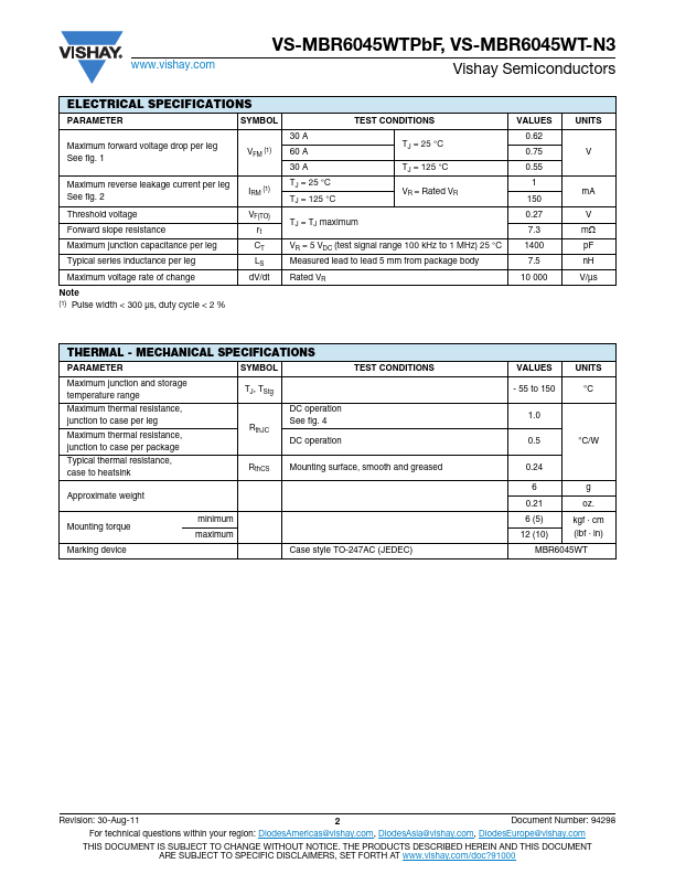 VS-MBR6045WTPbF