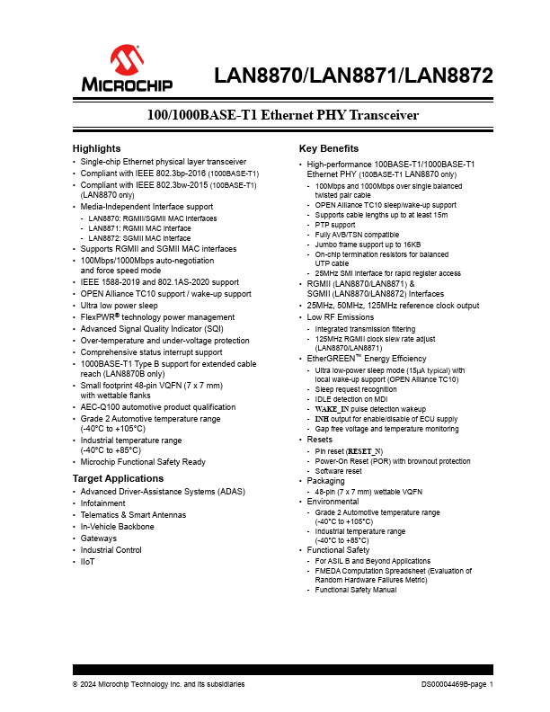 LAN8870 Datasheet Preview