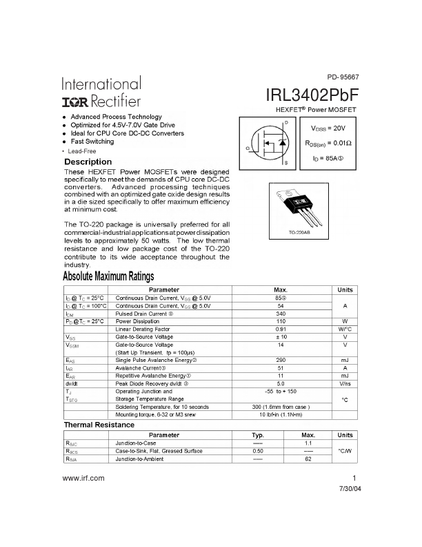 IRL3402PbF