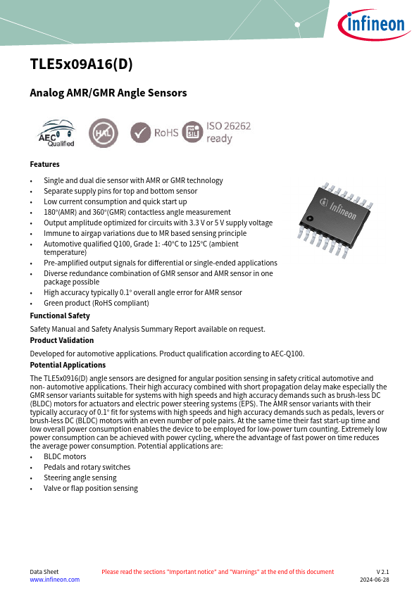 TLE5009A16D Datasheet Preview