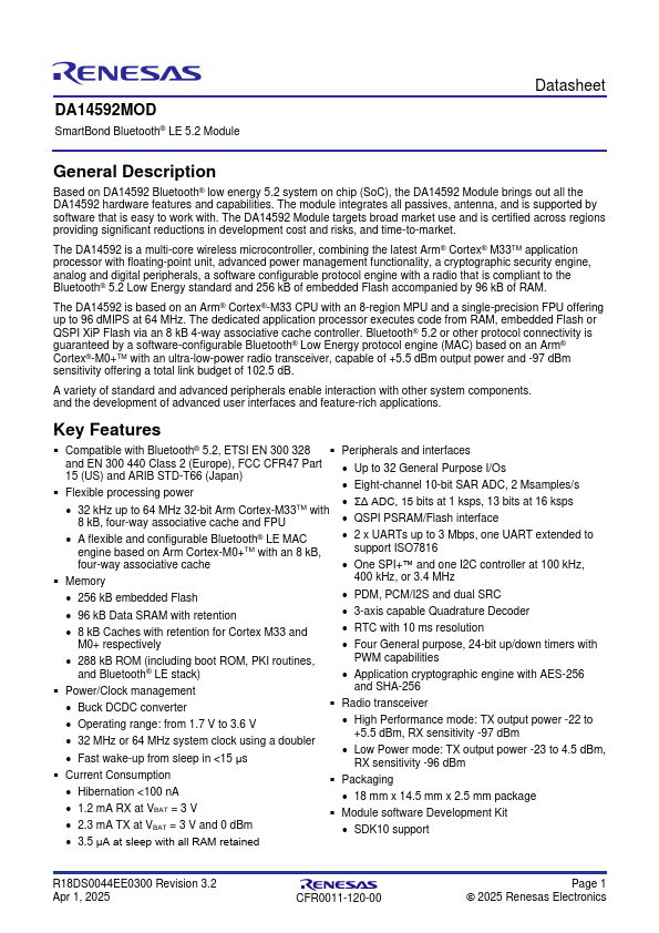DA14592MOD Datasheet Preview