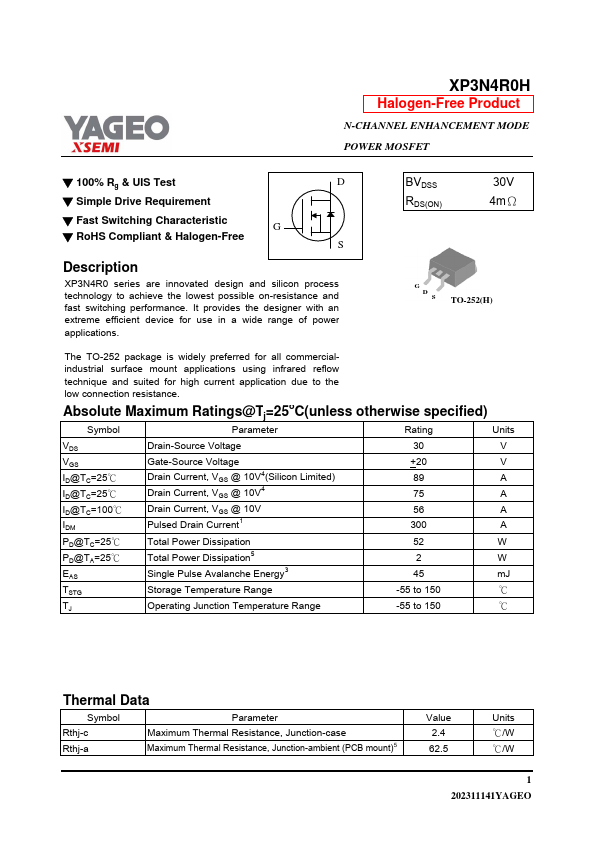 XP3N4R0H Datasheet Preview