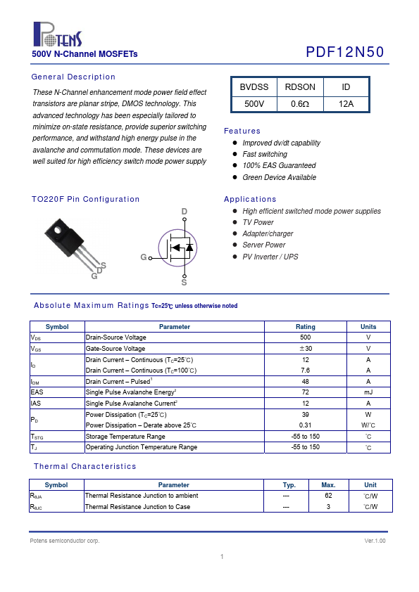 PDF12N50