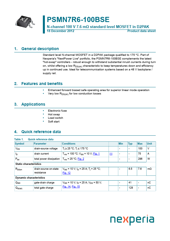 PSMN7R6-100BSE